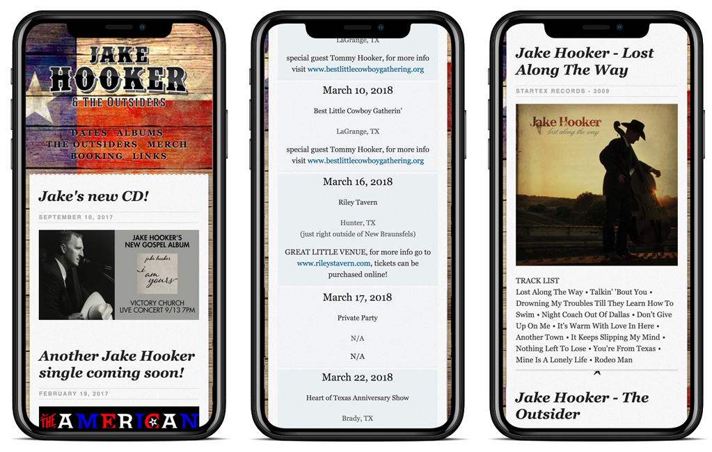 Jake Hooker Music - Landing Page